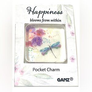 BNIB GANZ Love Blooms Glass Pocket Charm. Happiness blooms from within.